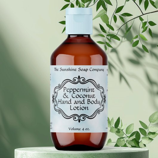 Blue parchment vintage frame cosmetic label ラベル