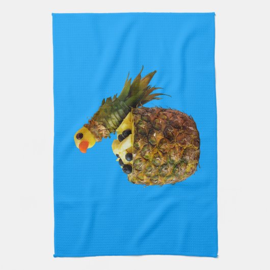 Blue parrot kitchen towel. キッチンタオル (縦)