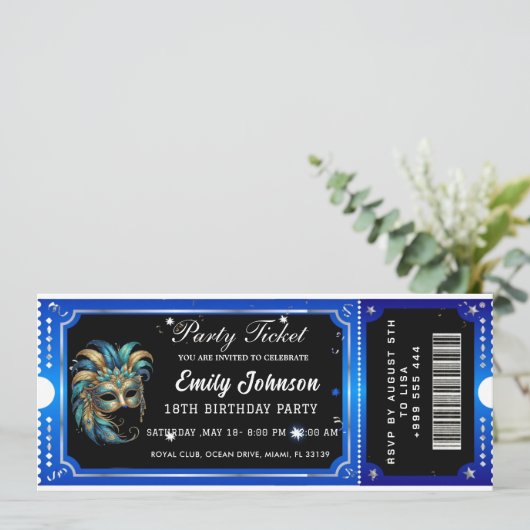  blue party ticket invitations  招待状 (スタンド正面)