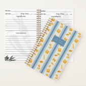 Blue | Pasta Market Stripe Personalized Recipe ノートブック (内側)