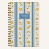 Blue | Pasta Market Stripe Personalized Recipe ノートブック (正面)