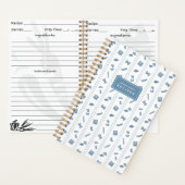 Blue Pasta Stripe Personalized Recipe ノートブック (内側)