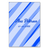 Blue pastel add name date boho retro lines pattern テーブルナンバー (裏面)