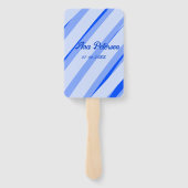 Blue pastel add name date boho retro lines pattern ハンドファン (裏面)