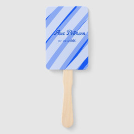 Blue pastel add name date boho retro lines pattern ハンドファン