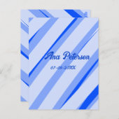Blue pastel add name date boho retro lines pattern ポストカード (正面/裏面)