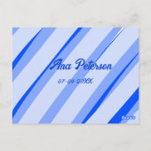 Blue pastel add name date boho retro lines pattern ポストカード (裏面)