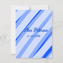 Blue pastel add name date boho retro lines pattern ポストカード
