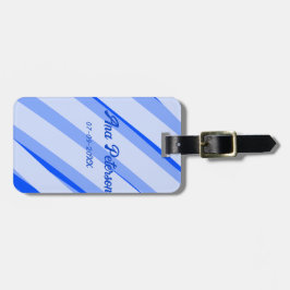 Blue pastel add name date boho retro lines pattern ラゲッジタグ