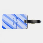 Blue pastel add name date boho retro lines pattern ラゲッジタグ (裏面横)