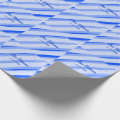 Blue pastel add name date boho retro lines pattern ラッピングペーパー (角)