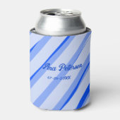 Blue pastel add name date boho retro lines pattern 缶クーラー (缶正面)