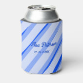 Blue pastel add name date boho retro lines pattern 缶クーラー (缶裏面)