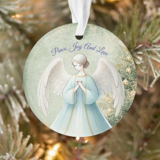 Blue Pastel Angel Christian Christmas オーナメント (ツリー)