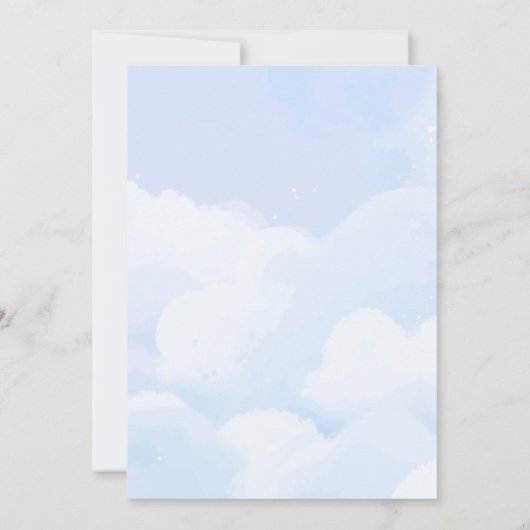 Blue Pastel Cloud Nine Birthday 招待状 (裏面)