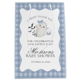 Blue Pastel Little Boo Ghost Baby Shower Favors ミディアムペーパーバッグ