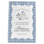 Blue Pastel Little Boo Ghost Baby Shower Favors ミディアムペーパーバッグ (裏面)