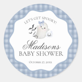 Blue Pastel Little Boo Ghost Baby Shower Seal ラウンドシール