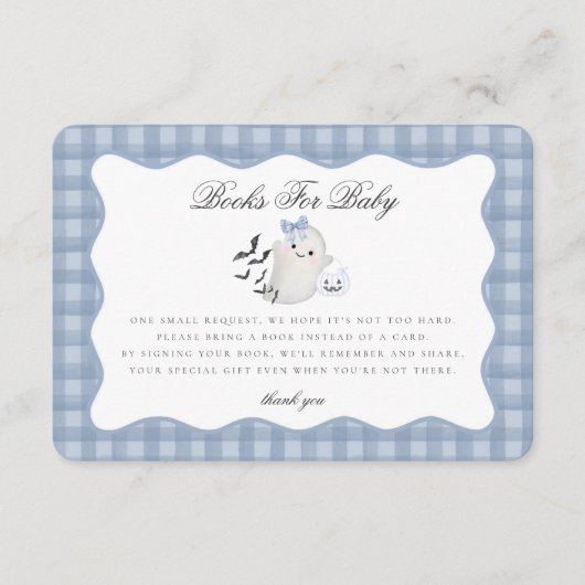Blue Pastel Little Boo Ghost Books for Baby Insert エンクロージャーカード (正面)