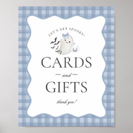 Blue Pastel Little Boo Ghost Cards & Gifts Sign ポスター