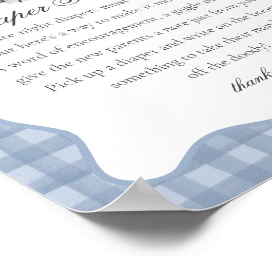 Blue Pastel Little Boo Ghost Diaper Thoughts Sign ポスター (角)