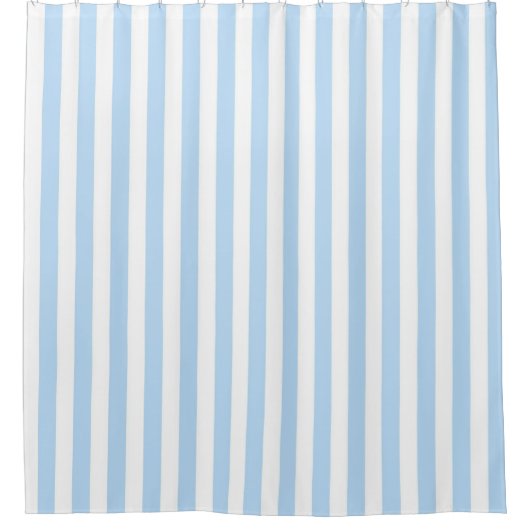 Blue Pastel Stripes Pattern Nautical Modern  シャワーカーテン (正面)
