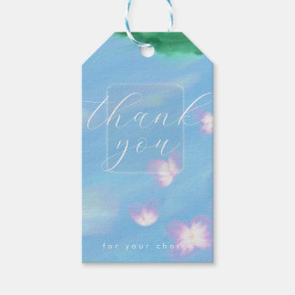 Blue Pastel Thank You – Floral oill color Gift Tag ギフトタグ