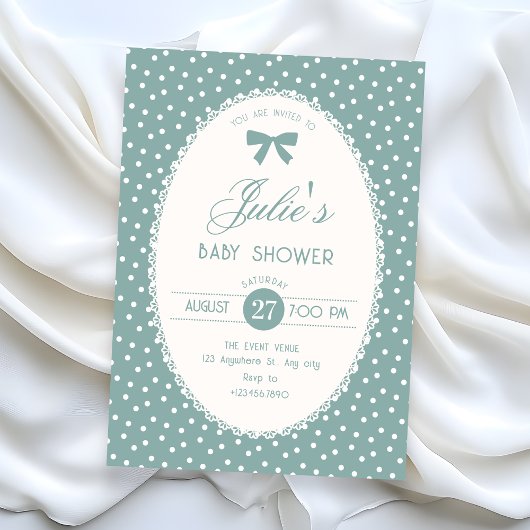 Blue pastel vintage baby shower 招待状