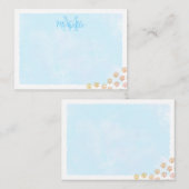 Blue Pastel Watercolor Dog Paw Monogram ノートカード (正面/裏面)