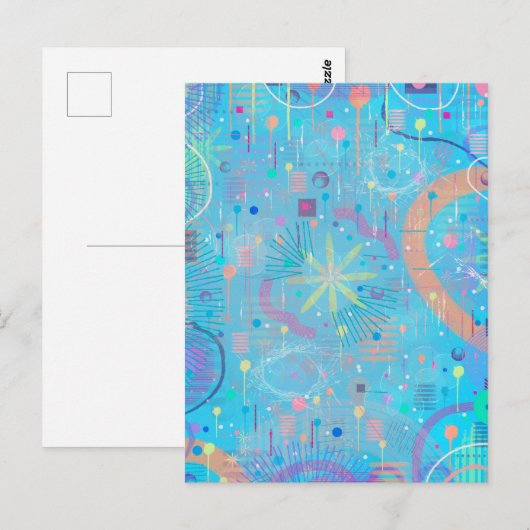 Blue Pastels Dream Abstract ポストカード (正面/裏面)