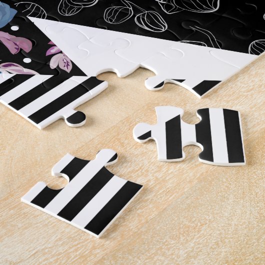 Blue patchwork, popular, patchwork, folk, rustic,  ジグソーパズル (側面)