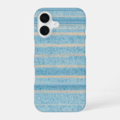 Blue Patchwork Stripe Phone Case iPhone 16ケース (裏面)