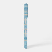 Blue Patchwork Stripe Phone Case iPhone 16ケース (右側面)