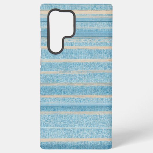 Blue Patchwork Stripe Phone Case Samsung Galaxyケース (裏面)
