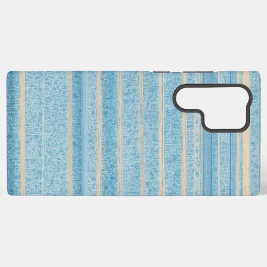 Blue Patchwork Stripe Phone Case Samsung Galaxyケース (裏面横)