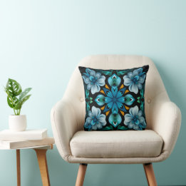 Blue Pattern Throw Pillow クッション
