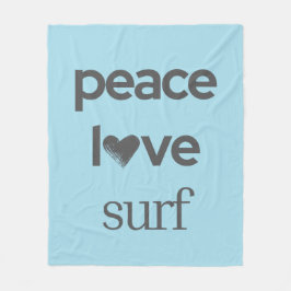 Blue Peace Love Beach - Coastal Surfer Life Cozy フリースブランケット