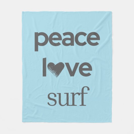 Blue Peace Love Beach - Coastal Surfer Life Cozy フリースブランケット (正面)