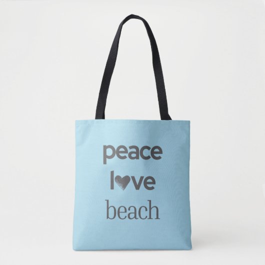 Blue Peace Love Beach Life | Graphic Motivational トートバッグ (正面)