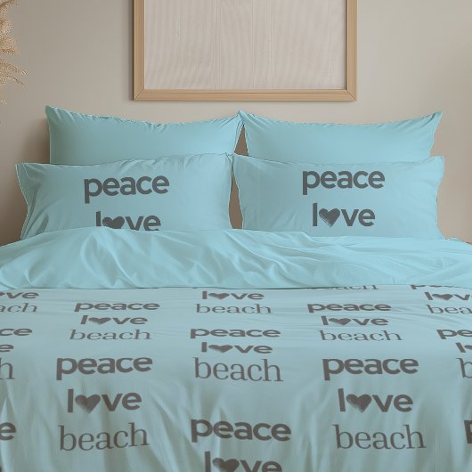 Blue Peace Love Beach Reversible Coastal Set of 2 枕カバー