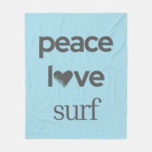 Blue Peace Love Surf Life | Coastal Surfer Graphic フリースブランケット (正面)