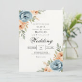 Blue Peach Botanical Archway Wedding 招待状 (スタンド正面)