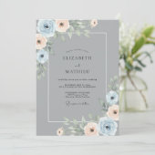 Blue Peach Botanical Romance Wedding 招待状 (スタンド正面)