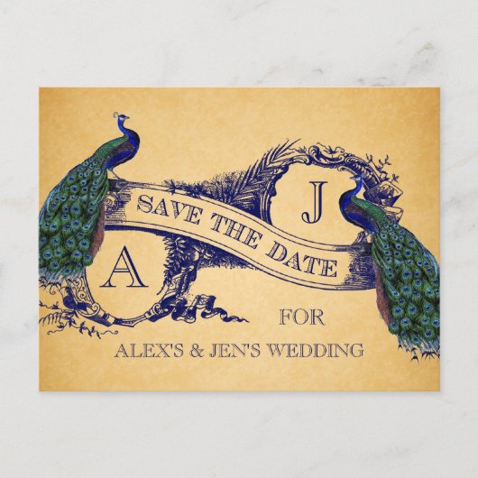 Blue Peacockヴィンテージ日付ポストカードの保存 案内ポストカード (正面)