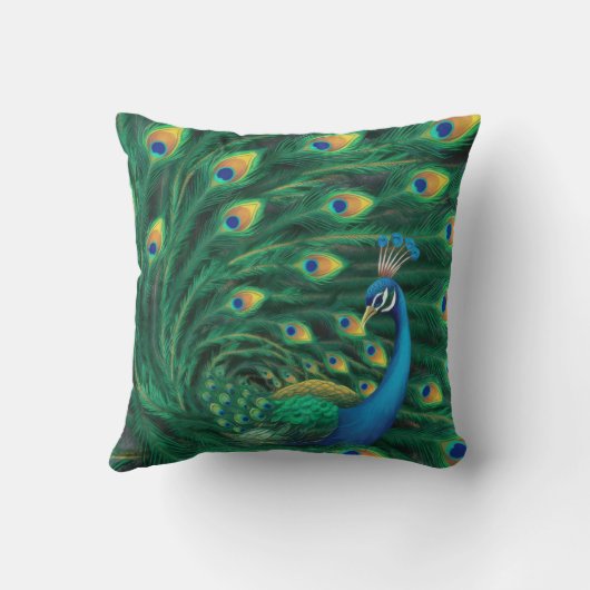 Blue Peacock Bird クッション (裏面)