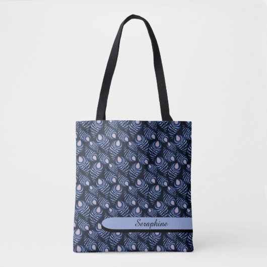Blue Peacock Feather Tote Bag トートバッグ (正面)