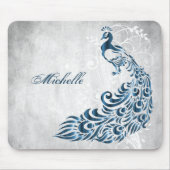 Blue Peacock Personalized Mousepad マウスパッド (正面)