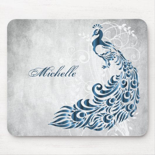 Blue Peacock Personalized Mousepad マウスパッド (正面)