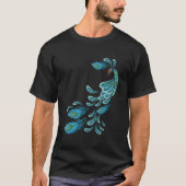 Blue Peacock Print Teal Feathers I Peacock Tシャツ (正面)