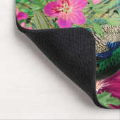 Blue Peacock Purple Pink Flowers Musical Notes マウスパッド (コーナー)